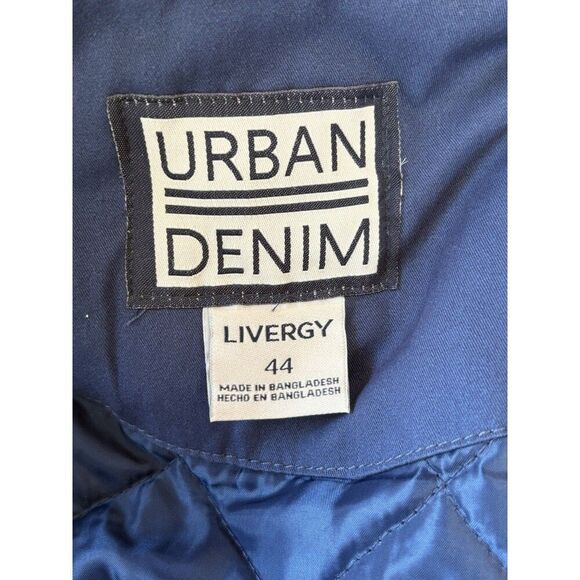 Livergy Urban Denim Hooded Coat Men’s Size 44 Blue Padded Jacket Winter - Picture 5 of 10